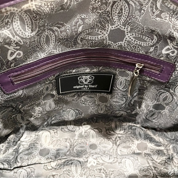 SHARIF 1827 Purple Leather Snake Print Shoulder Bag With Dust Bag NWOT - Picture 8 of 12